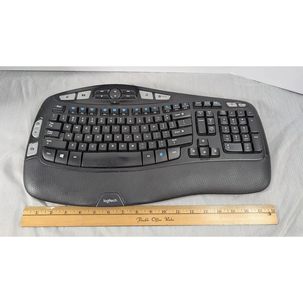 Logitech K350 Wireless Wave Keyboard Y-R0053 Black Ergonomic - Tested Working